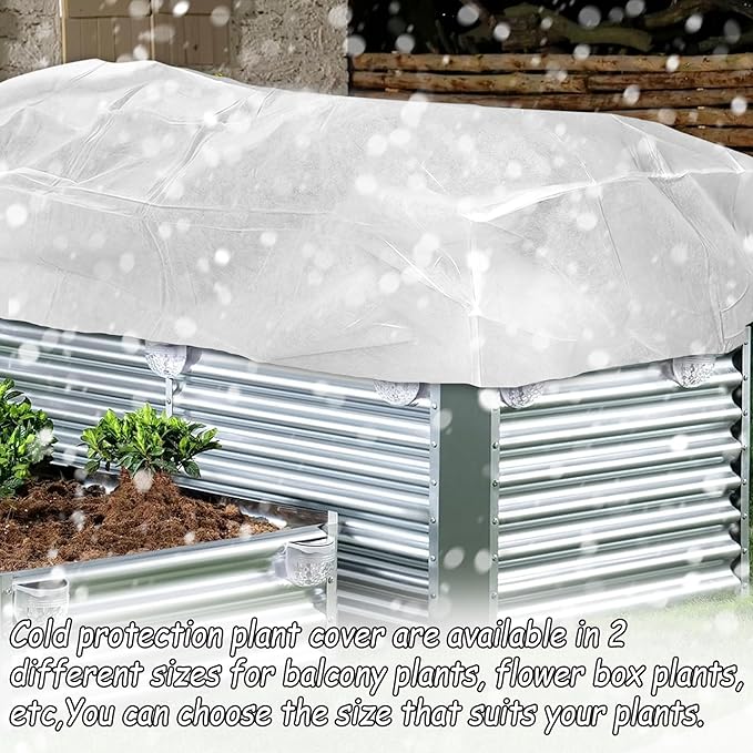 Rectangular Plant Cover Frost Big Size for 4×3×1FT Non Woven Fabric Garden Bed Cover with Zip Drawstring for Winter Cover Protection,Raised Beds Protect Plant Vegetable from Winter Frost