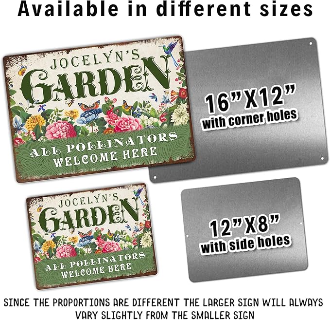 Personalized Metal Signs with Name Made in USA Custom Vintage Garden Sign Waterproof Vintage Decorative Metal Print for Wall Decor Customized Home Garden Ideas Gifts Artwork Prints for Yard Ourdoor