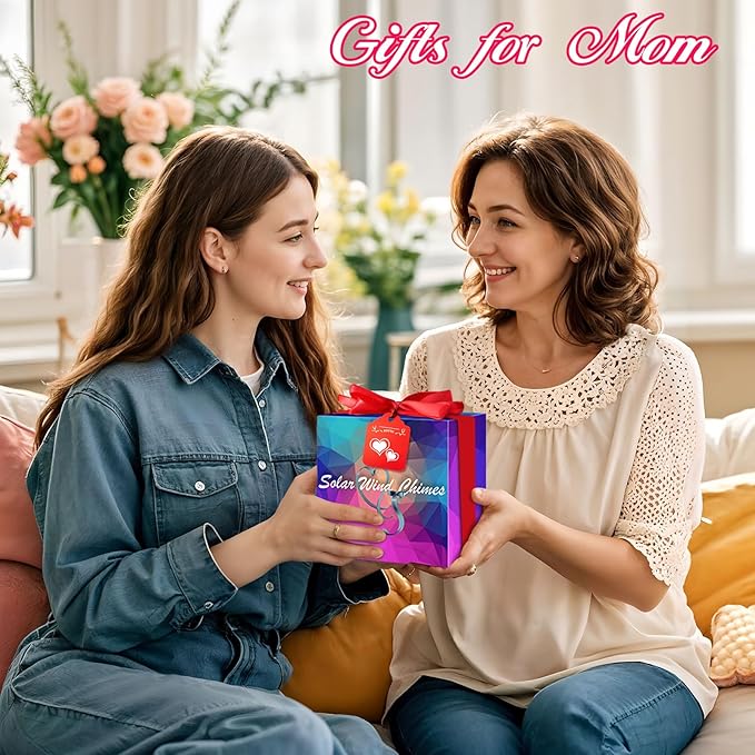 Easter Basket Stuffers Gifts for Her Mom Grandma, Birthday Gardening Gifts for Women, Winzwon Solar Lights Outdoor Wind Chimes for Garden Yard Patio Porch Decor Hanging Butterfly Decorations