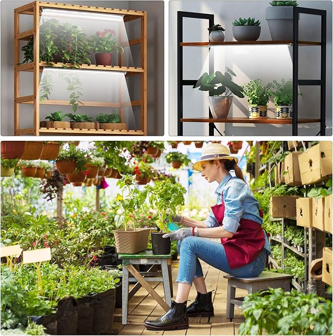 2 Bars Grow Light Strips for Indoor Plants with Auto ON/Off Timer 6/12/18H, 5 Dimmable Levels for Shelves Plant Growing (2 Bars, 1 Pack)