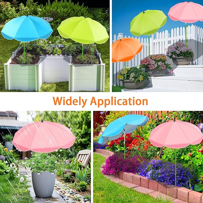 MJZ 4 Pack Plant Umbrellas for Outdoor Plants, 26" Garden Umbrella for Plants with Adjustable Angle, Plant Umbrella Provide Shade for Outdoor Plants Flower Pot Planting Beds