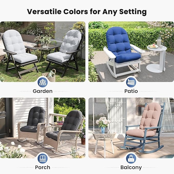 Amopatio Adirondack Chair Cushions 4" Thick Set - Outdoor Cushions for Patio Furniture, Contoured Design with Anti-Slip Straps & Water-Resistant Fabric for Adirondack Chairs, Light Gray