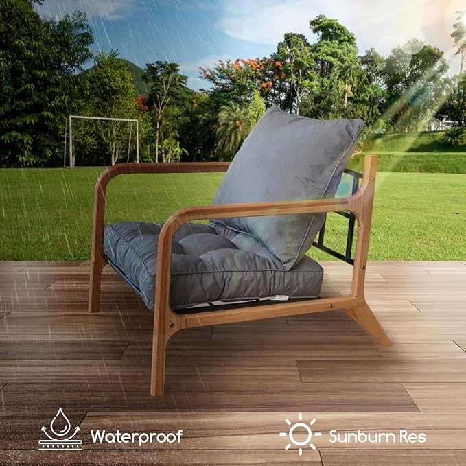 HIGOGOGO 22 x 22 Outdoor Cushions for Patio Furniture, Outdoor Seat Cushions with Resistant Waterproof Cover for Yard Garden, Grey