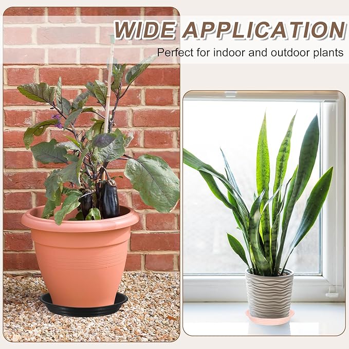 HARFINGTON Plastic Plant Saucer 7" Round Drip Trays Flower Pot Saucers Flower Base Bottom Drainage Tray for Indoors Outdoors Planters, Beige