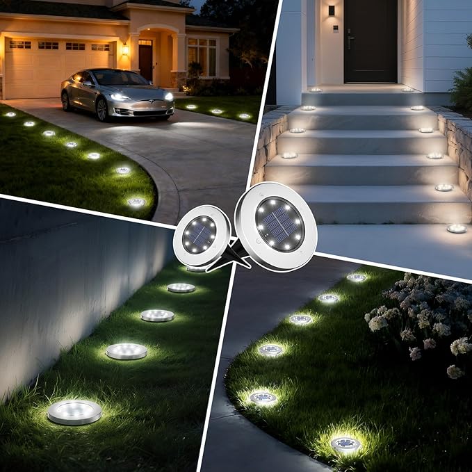 INCX Solar Lights for Outside,12 Pack Solar Lights Outdoor Waterproof, Solar Garden Lights Landscape Lighting for Patio Pathway Lawn Yard Deck Driveway Walkway, Cold White