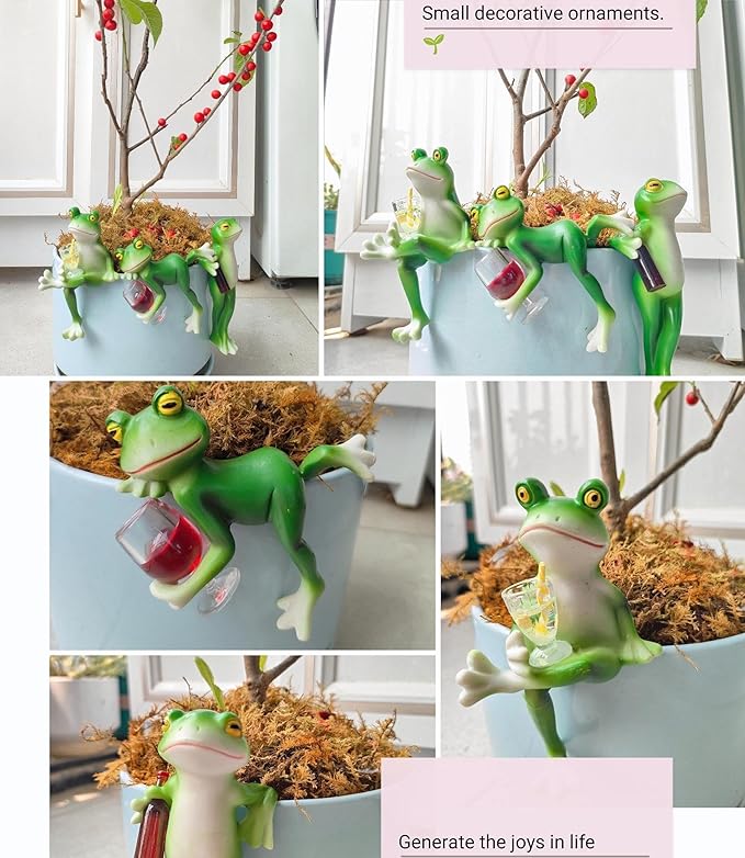 Plant Decorations for Pots:Tiny Frog Figuriner Outdoor/Indoor Planter&Home Decor| Garden Decor for Frogs Lovers | Frog Planter Hugger-Cute Frogs Figurines for Flower Pot