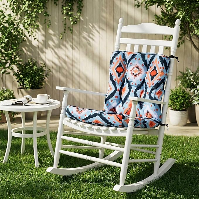Hoteam 4 Set Outdoor Deep Seat Patio Chair Cushions Waterproof Patio Cushions Set 20 x 42 Inch for Furniture Replacement Removable Seat and Back(Ethnic Style)