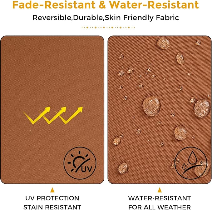 Outdoor Chair Cushions Set of 2,Patio Seat Cushion 17"x16"x2",U-Shaped Dining Chair Cushion 17 by 16 Inch,Water Resistant,Fade-Resistant Chair Pads for Kitchen Garden Furniture(Caramel Orange)