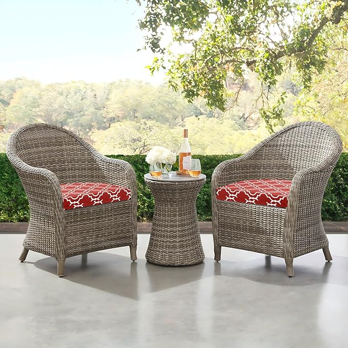 downluxe Outdoor Chair Cushions Set of 4 for Patio Furniture, Water-Resistant Patio Chair Cushions with Ties, High Density Foam Outdoor Seat Cushion, 17" X 16" X 2", Red Gourd