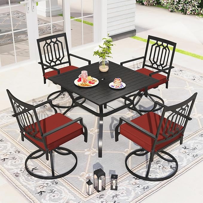 Outdoor Chair Cushions 22x22x3 Inch, Patio Seat Cushion Furniture Swing Set of 2, Water Repellent Chairs Wicker Cushion Pads with Couch Sofa in Garden, Brick Red