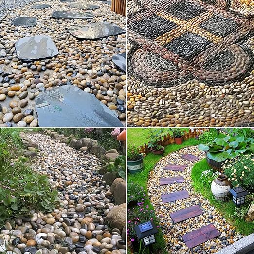 10LB High Polished Colorful River Rocks,1-2.2 Inch Mixed Color Pebbles for Garden Landscaping, Decorative River Rocks for Fish Tank, Aquarium, Vase Filling, Outdoor Decorative River Rocks
