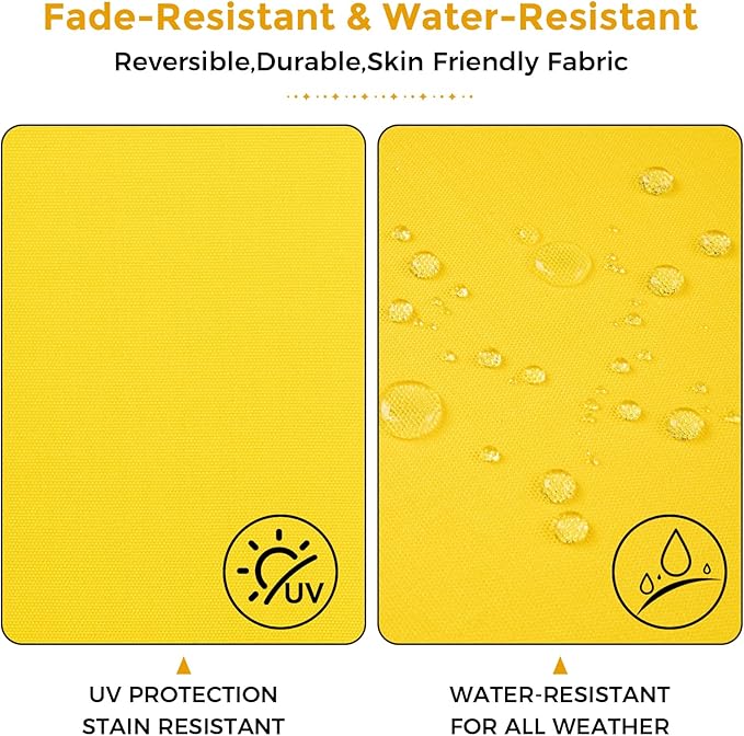 FUNHOME Outdoor Chair Cushions 18x18 Inch,Set of 2,Water Resistant Chair Pads with Ties,Square Seat Cushion 18"x18"x2.5",Patio Chair Cushion for Garden,Backyard Furniture(Yellow)