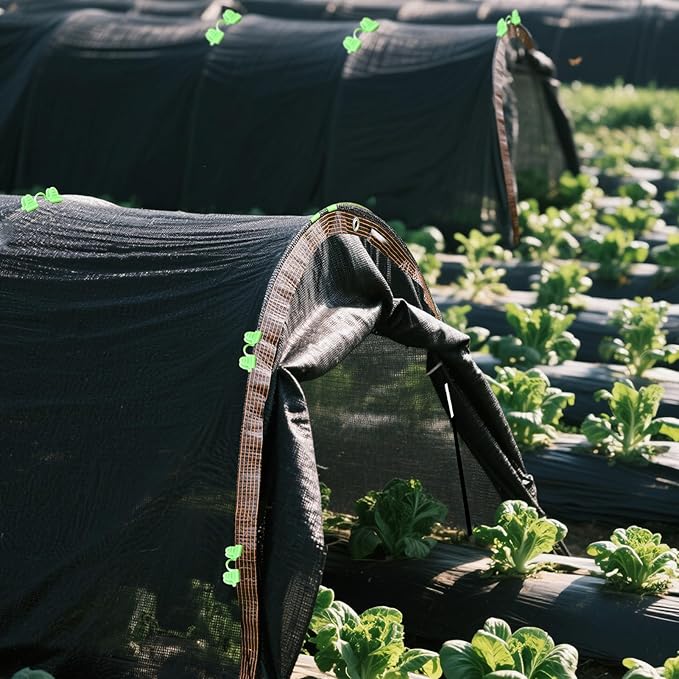 CIEOVO Plant Shade Cloth Set, 6 Sets of Greenhouse Hoops Clips for Raised Beds and Rope 6.56' x 4.9' Plant Umbrellas 70% Sunblock Shade Cloth for Greenhouse Outdoor Plants Vegetables