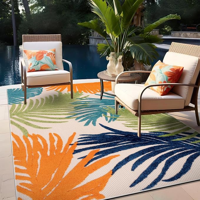 Rugshop Lucca Contemporary Floral Indoor/Outdoor 4' X 6' Multi