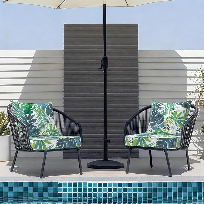 Outdoor Deep Seat Cushion Set, Water Repellent 22"x22" Patio Thick Cushions Replacement with Seat & Back Pillow for Patio Sofa, Wicker Chair, Couch - Islamorada Blue Green