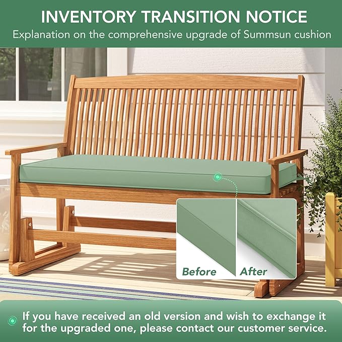 Outdoor Bench Cushion: Waterproof and Fade Resistant Patio Furniture Cushions - Non-Slip Bench Pad Cushion with Removable Cover for Garden Swing Porch Sofa Settee, 45 x 18 Inch, Sage Green
