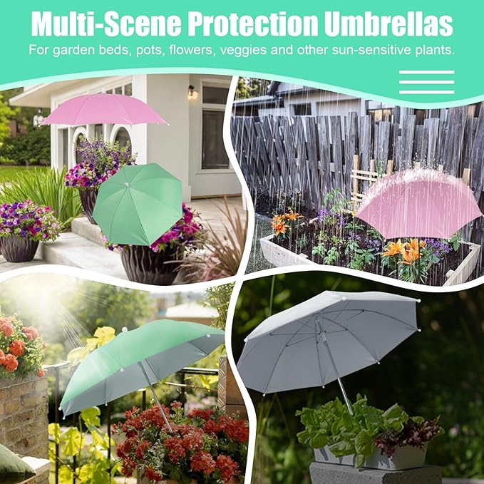 Plant Umbrellas for Outdoor Plants, 24" Garden Plant Umbrella Sun Shade Cover for Potted Plants, Garden Beds and Flower Pots, Provide Sun Protection to Shield Plants from UV Rays Block Blazing Sun