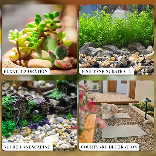 3Lb Pebbles for Indoor Plants,River Rocks for Succulent Plants,Aquarium Gravel,Decorative Stones Bonsai Garden Pebbles,Aquarium Rocks for Landscaping,Plants,Vase Fillers (Brown)