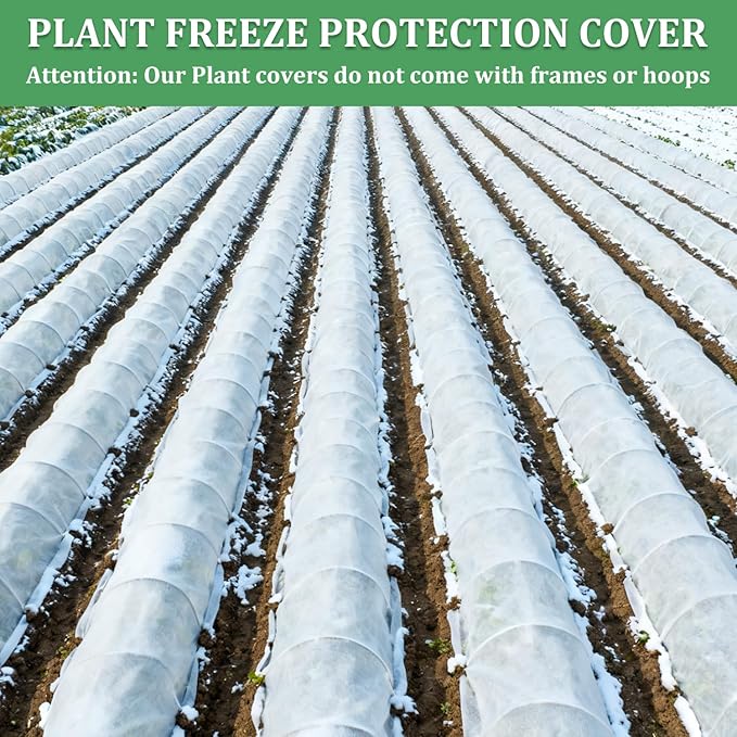 Plant Covers Freeze Protection 6.6 ft x 16 ft Floating Row Cover 1oz/yd² Garden Fabric Plant Cover for Winter Frost/Sun Pest Protection