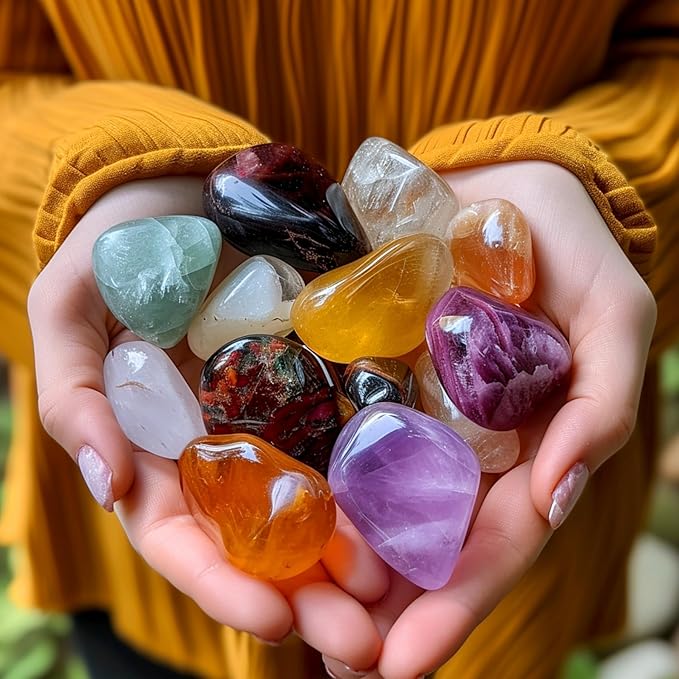 Polished Citrine Crystal Stones - 2 Pcs of 1.2" Worry Stone for Anxiety, Pocket Palm Stone Super Large Handpicked Natural Tumbled Gemstones for Meditation, Reiki, Chakra Healing, Home Decor