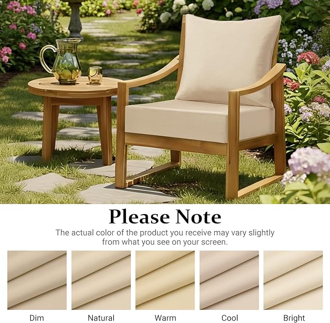 downluxe 24x24 Outdoor Chair Cushions, Waterproof Fade Resistant Patio Furniture Cushions with Handle & Removable Cover, Deep Seat Outdoor Cushions for Sofa, Couch and Patio Chairs, Beige