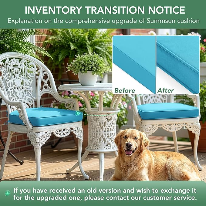 Outdoor Chair Cushions Set of 4: Waterproof & Fade Resistant Patio Furniture Cushions - 18.5 x 16 x 2 Inch Non Slip Round Corner Seat Cushion Pads with Removable Cover for Garden Yard Lawn, Teal