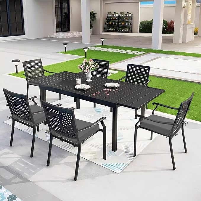 Outdoor Chair Cushions Set of 6, 18.5 x 16 Inch Patio Chair Cushions for Outdoor Furniture, Water Resistant, Non-Slip Ties(Dark Gray)