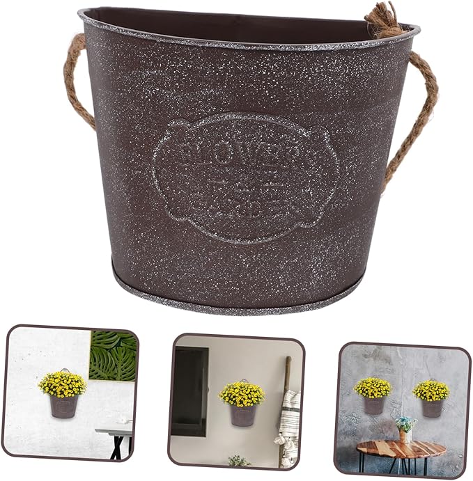 Milisten Metal Wall Planters Vintage Wall Mounted Flower Pot Hanging Iron Plant Holder for Indoor Outdoor Balcony Garden Decor 4.5X5.4X4.5 Inches
