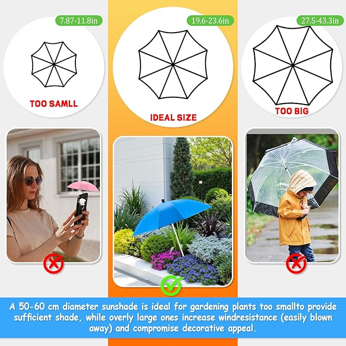 LUYI 2/4 Pcs Plant Umbrellas for Outdoor Plants, Garden Umbrella Shade for Potted Plants and Garden Beds