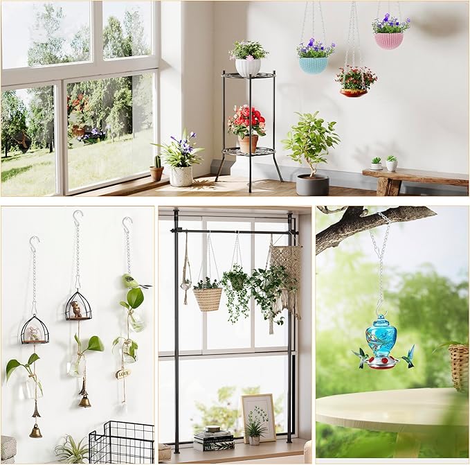 garini 200 Inch Silver Metal Hanging Basket Chain, Hanging Chain with S Hooks for Bird Feeders, Birdbaths, Planters, Grow Lights, Lanterns and Wind Chime…