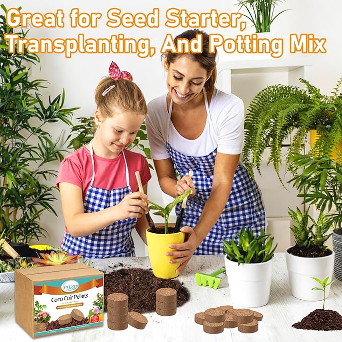 Legigo 50 PCS 30mm Coco Coir Pellets Potting Soil Mix- Compressed Coconut Coir Discs Seed Starting Soil Pellets, Coco Peat Soil Pods for Indoor & Outdoor Plants, Gardening Herbs Bonsai and Vegetables