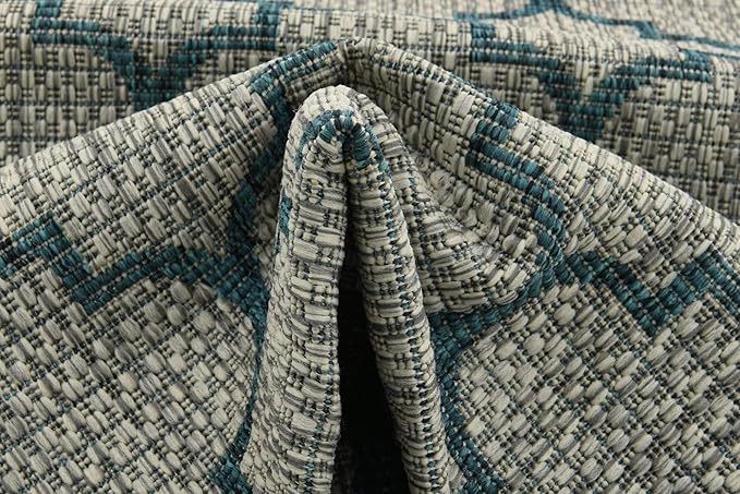 Unique Loom Outdoor Trellis Collection Area Rug (2' x 6' 1" Runner, Gray/ Ivory)