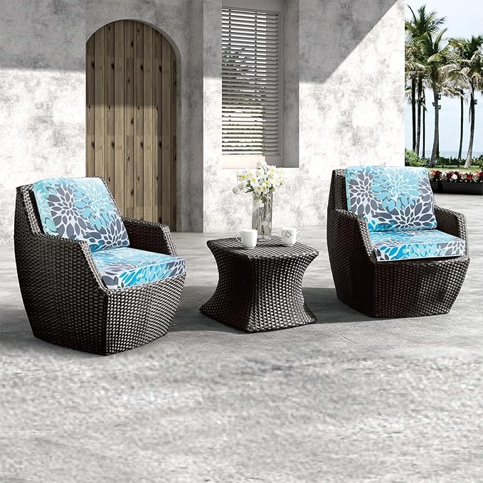 JMGBird Premium Outdoor Chair Cushions Set - 24"x24" Extra Large Deep Seat Tufted Patio Cushions with Ties, Waterproof Weather Resistant for Garden Furniture, Dining Chairs & Lounge Seating