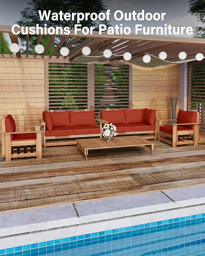 YEFU Outdoor Cushions for Patio Furniture: Replacement Cushions for Outdoor Furniture - Waterproof Couch Cushion - Fade-Resistant/Easy Clean - 14 Piece Sectional Cushion - Non-Slip/Storage Bag/Orange