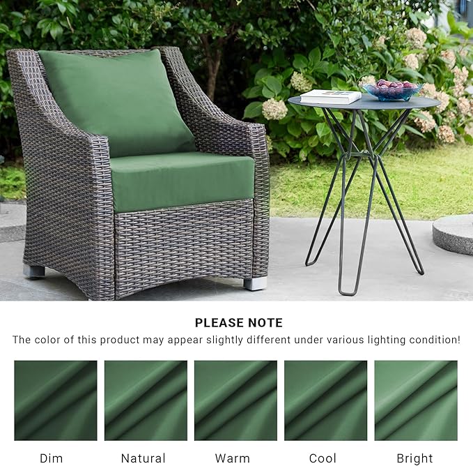 Outdoor Cushions for Patio Furniture,Outdoor Seat Cushion Set 24 x 24 x 5.75 Inch,Waterproof & Fade Resistant Outdoor Chair Cushions,Deep Patio Chair Cushion with Removable Cover,ForestGreen
