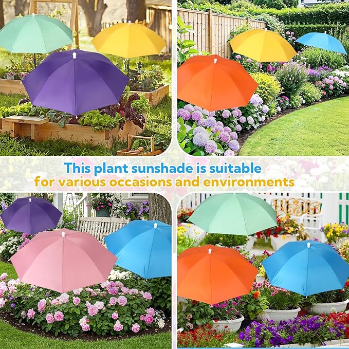 6 Pack Plant Umbrellas for Outdoor Plants, Garden Umbrella Shade for Potted Plants and Garden Beds, Sun Shade Cover to Defend Plants From Blazing Sun