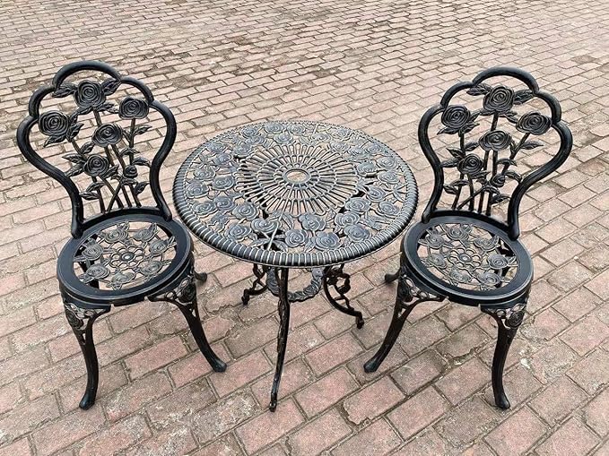 C/G 3 Piece Bistro Set, Outdoor Patio Table, Anti-Rust Cast Aluminum for Front Porch & Yard (Antique Copper)