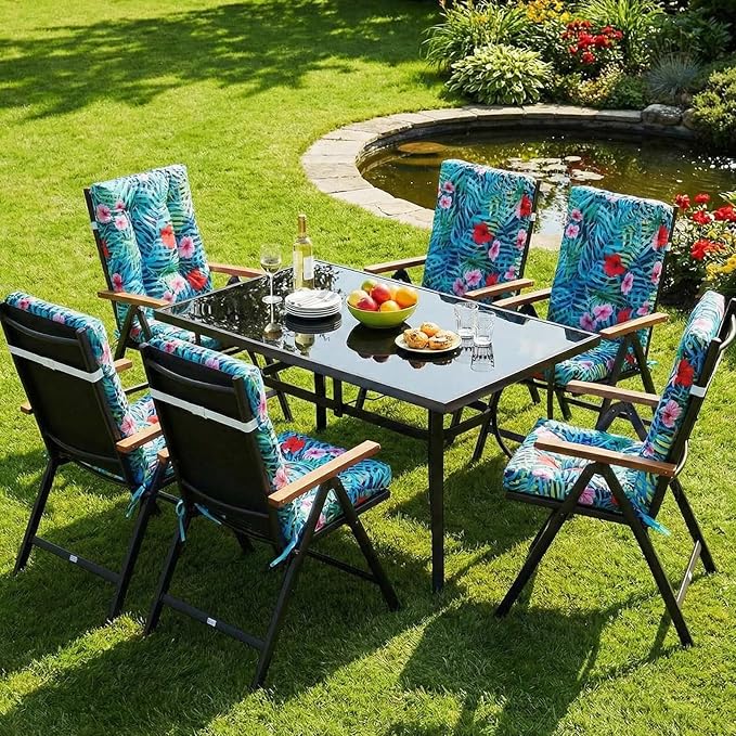 Hoteam 6 Set Outdoor Deep Seat Patio Chair Cushions Waterproof Patio Cushions Set 20 x 42 Inch for Furniture Replacement Removable Seat and Back (Palm)