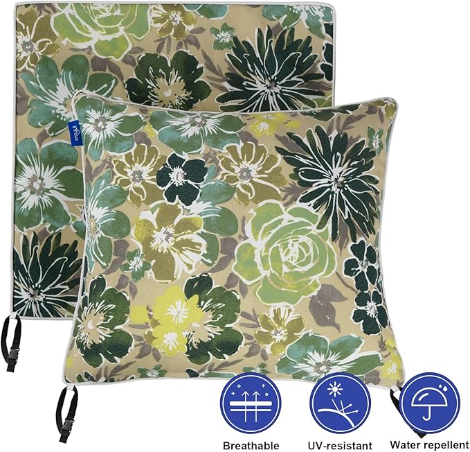 Deep Seat Cushions, Outdoor Cushions, Patio Furniture Cushions, Deep Seat & Back Cushion Patio Cushions for Backyard Couch Sofa Fade Resistant (24x24x4 inches 3 Sets, Cabbage)