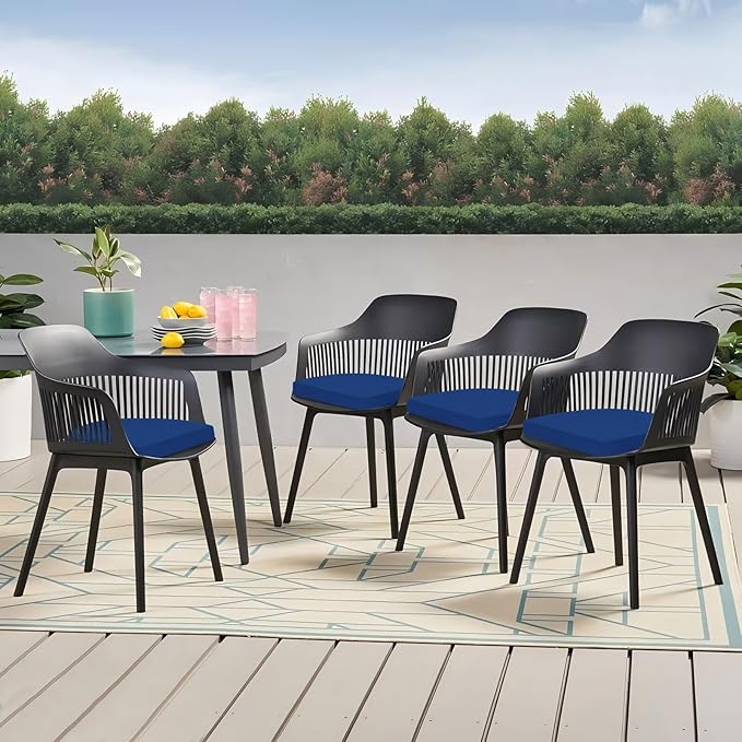 Outdoor Chair Cushions Set of 4, 17 x 16 Inch Patio Chair Cushions for Outdoor Furniture, Water Resistant, Non-Slip Ties(Royal Blue)
