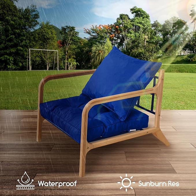 HIGOGOGO 22 x 22 Outdoor Cushions for Patio Furniture, Outdoor Seat Cushions with Resistant Waterproof Cover for Yard Garden, Navy