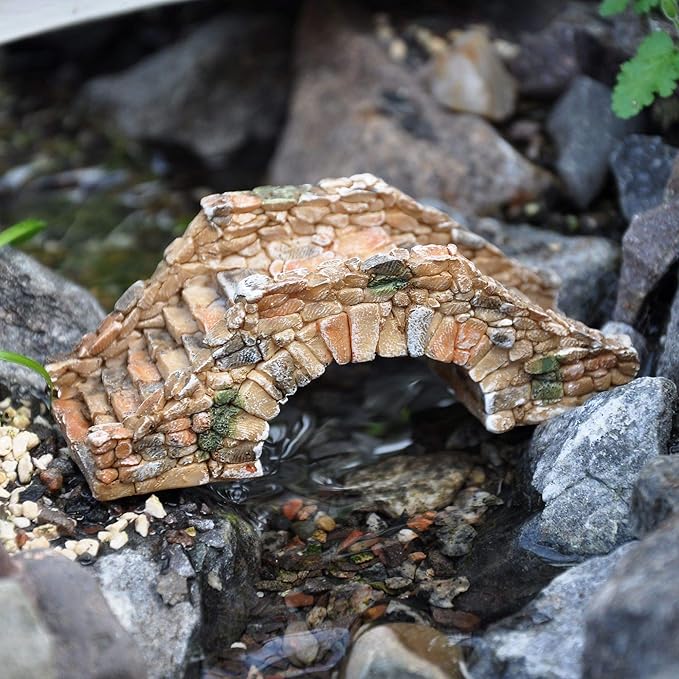 Top Collection Miniature Fairy Garden and Terrarium Cobblestone Bridge Figurine