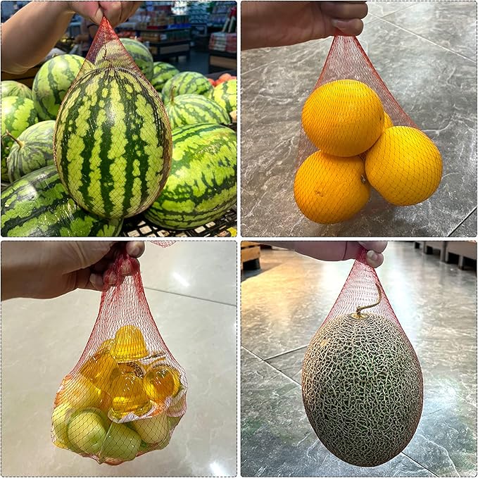 MECCANIXITY 100 Pack Watermelon Nets 13.78 Inch Hanging Melon Hammocks Reusable Fruit Net Bag for Garden White