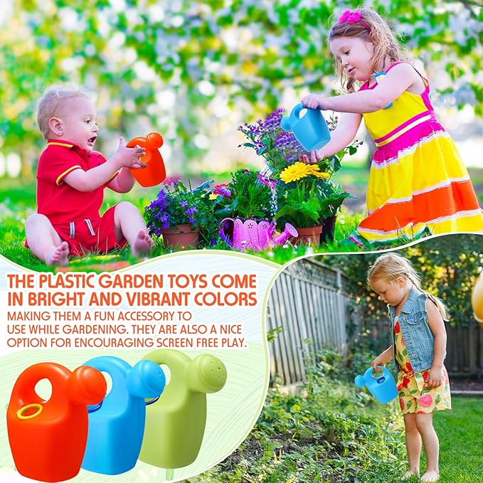 6 Pcs Kids Watering Can Plastic Mini Watering Can Bulk for Child Toddler Flower Garden Sand Beach Toy Garden Tools for Boys Girls End of Year Gifts