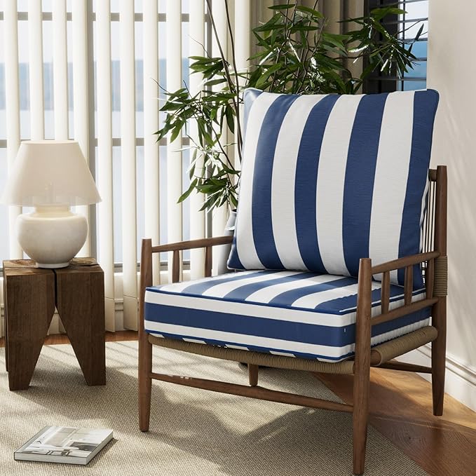 22" x 22" x 6" Outdoor Deep Seat Cushions Set - 2 Set Waterproof & Fade Resistant Patio Furniture Replacement Cushions, Non-Slip Outdoor Cushions Fit Loveseats, Couches, Chairs, and Sofas.