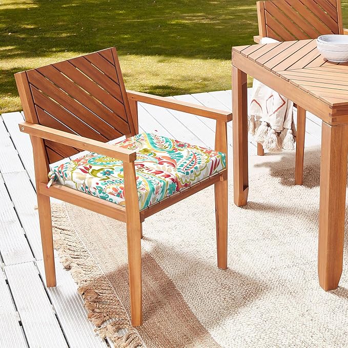 LVTXIII Outdoor Seat Cushions Set of 2 Square Corner Chair Cushions with Ties, Patio Chair Pads for Home Office and Patio Garden Furniture Decoration 18.5"x16"x2", Pretty Paisley