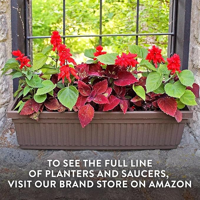The HC Companies 17.5 Inch Venetian Rectangular Plant Saucer, Lightweight UV-Resistant Plastic Outdoor & Indoor Flower Pot Tray, 2-Pack Plant Pot Trays for Garden & Home Decor, Black