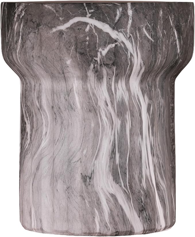 15.55" Cement End Tables for Patio,Faux Terrazzo Modern Small Round Side Accent Table,Tree Stump Garden Stool Drum Indoor and Outdoor,Marble
