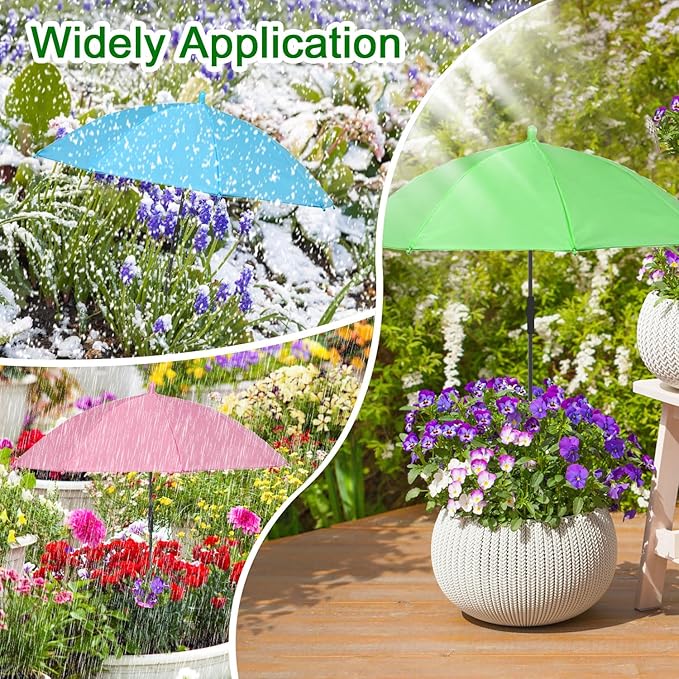 Plant Umbrella Shade for Potted Plants, 3Pcs Flower Umbrella for Plants, Garden Shade Cover, Portable Sun Shade for Plants - Ideal for Outdoor Potted Plants and Hydrangeas (Pink + Bule + Green)
