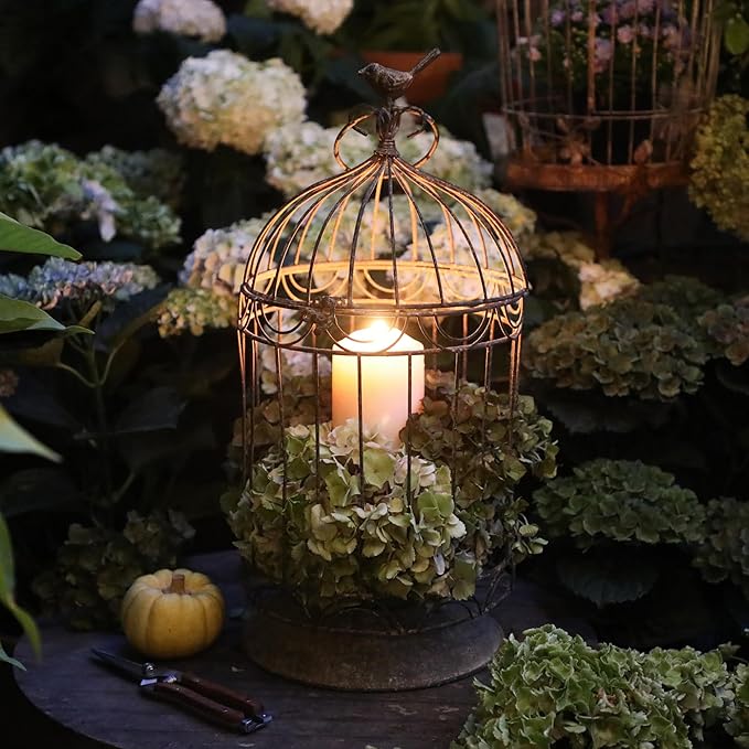Rustic Metal Planter Holder Vintage Iron Birdcage Flower Planter Farmhouse Metal Climbing Vine Stand Antique Candle Holder Decoration for Garden Patio Balcony Outdoor Indoor Decor (styel#3)